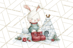 Snow Day Fun PNG, Watercolor Winter Animal Clipart Product Image 2