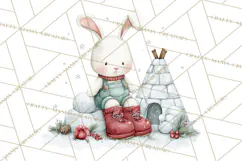 Snow Day Fun PNG, Watercolor Winter Animal Clipart Product Image 2