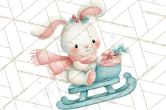 Snow Day Fun PNG, Watercolor Winter Animal Clipart Product Image 5