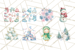 Snow Day Fun PNG, Watercolor Winter Animal Clipart Product Image 2