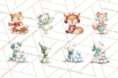 Snow Day Fun PNG, Watercolor Winter Animal Clipart Product Image 6
