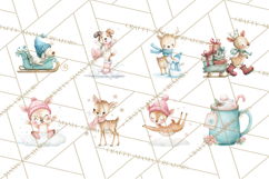 Snow Day Fun PNG, Watercolor Winter Animal Clipart Product Image 7