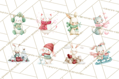 Snow Day Fun PNG, Watercolor Winter Animal Clipart Product Image 8