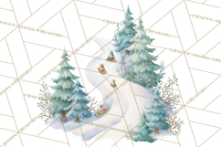 Snow Day Fun PNG, Watercolor Winter Animal Clipart Product Image 5