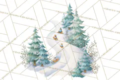 Snow Day Fun PNG, Watercolor Winter Animal Clipart Product Image 5