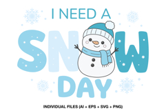 Cute winter snow day design with pastel snowman