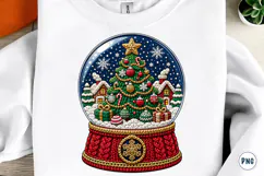 Snow Globe Png, Faux Embroidery Christmas Png Product Image 1