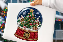 Snow Globe Png, Faux Embroidery Christmas Png Product Image 4