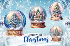Christmas Snow Globe Watercolor Clipart Ornament Decorate Product Image 1