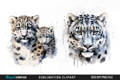 Watercolor Snow Leopard Sublimation PNG Clipart Product Image 1