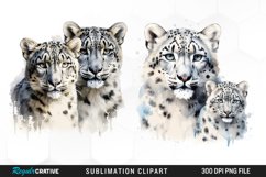 Watercolor Snow Leopard Sublimation PNG Clipart Product Image 1