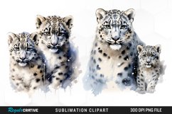 Watercolor Snow Leopard Sublimation PNG Clipart Product Image 1