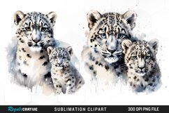 Watercolor Snow Leopard Sublimation PNG Clipart Product Image 1
