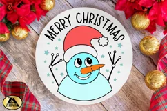 Christmas Door Sign SVG Round Ornament SVG Cute Snowman SVG Product Image 5