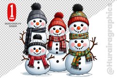 Snow Men Clipart- PNG File Product Image 1