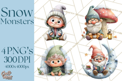 Snow Monster Clipart PNG Cute Winter Yeti Frost Gnome Art Product Image 1