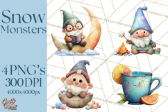 Snow Monster Clipart PNG Cute Winter Yeti Frost Gnome Art Product Image 1