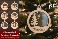 Christmas Ornament Bundle SVG - Personalized laser cut files Product Image 1