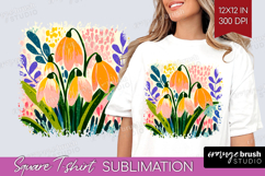 Snowdrop Modern Floral Square Tshirt Background Sping Flower Product Image 1