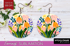 Snowdrop Modern Floral Round Earrings Sping Flower PNG Product Image 1