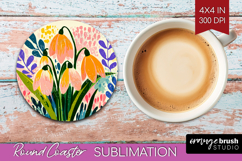 Snowdrop Modern Floral Round Coaster Sping Flower Coaster Product Image 1