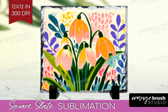 Snowdrop Modern Floral Slate PNG Sping Flower Square Slate Product Image 1