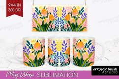 Snowdrop Modern Floral Mug Wrap Sping Flower Mug PNG Product Image 1