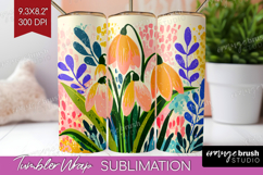 Snowdrop Modern Floral Tumbler Wrap Sping Flower Tumbler PNG Product Image 1