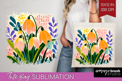 Snowdrop Modern Floral Tote Bag Sping Flower Tote Bag PNG Product Image 1