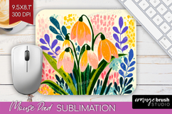 Snowdrop Modern Floral Mouse Pad Sublimation Sping Flower Product Image 1