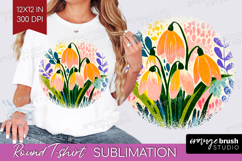 Snowdrop Modern Floral Round Tshirt Background Sping Flower Product Image 1