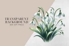 Birth Month Flowers Clipart, January Snowdrop PNG. Product Image 2