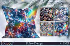 Christmas Pillows | Neon Winter Designs | Magical Snowflakes Product Image 1