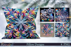 Christmas Pillows | Neon Snowflakes | Winter Designs Product Image 1