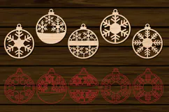 Snowflake Bauble Laser Cut File, Christmas Ornament SVG Product Image 2