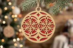 Snowflake Christmas Ornament SVG Cut File Laser Design Product Image 1