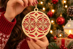 Snowflake Christmas Ornament SVG Cut File Laser Design Product Image 2
