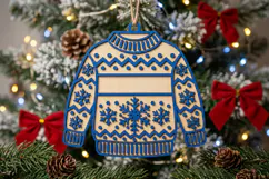 Snowflake Christmas Sweater Ornament SVG, Laser Cut File Product Image 1