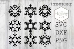 Snowflake Monogram Laser Cut Files SVG PNG DXF Product Image 2