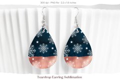 Snowflake Earrings Sublimation  Winter Teardrop Earrings 