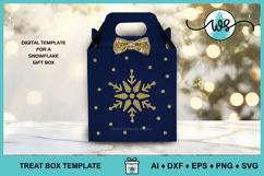 Snowflake Gift Treat Box Template, Christmas Paper Gift Box Product Image 1