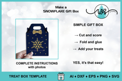 Snowflake Gift Treat Box Template, Christmas Paper Gift Box Product Image 7