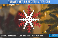 Layered Snowflake Laser Cut Design, Christmas Tree Ornament Product Image 1