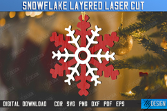 Layered Snowflake Laser Cut Design, Christmas Tree Ornament Product Image 1