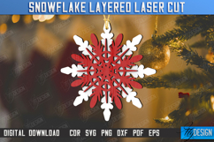 Layered Snowflake Laser Cut Design, Christmas Tree Ornament Product Image 1