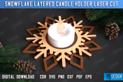 Snowflake Layered Christmas Candle Holders Laser Cut Bundle Product Image 3