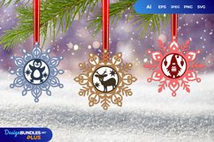 Penguin, Deer, & Gnome in Mandala Snowflake Ornament Set Product Image 1