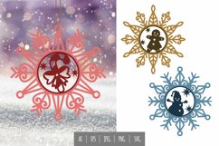 Gingerbread, Snowman and Candy Inside Snowflake Frame SVG Product Image 1