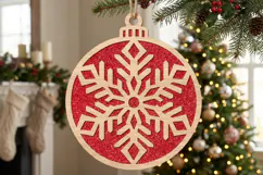 Snowflake Ornament SVG Laser Cut Wood Winter Decoration Product Image 2