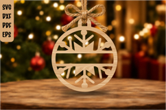 Snowflake Split Monogram Christmas Ornament Laser Cut SVG Product Image 1